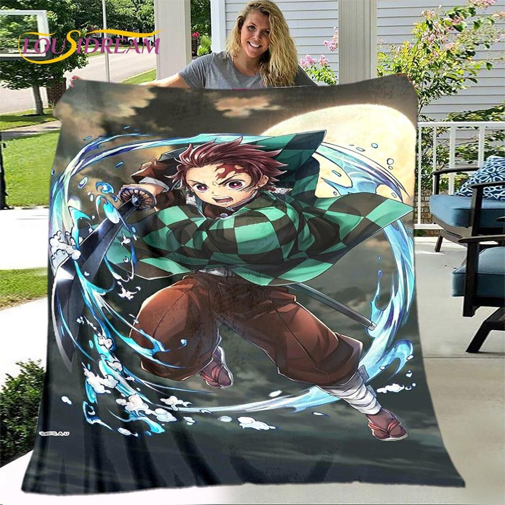 Anime Cartoon Demon Slayer Blanket,Flannel Blanket Throw Blanket,Sherpa Warm Children's Blanket for Living Room Bedroom Beds