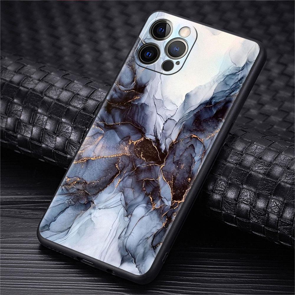 Чехол Funda для Apple iPhone 14 11 13 7 12 Pro 7 XR XS Max 8 Plus 6 14Pro 13Mini черный мягкий чехол для телефона мрамор