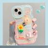 Applicable To Apple 15 Mobile Phone Case Iphone14 Rabbit Frog Flower Doll Chain 13 Wavy Edge Invisible Double Bracket