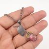 Natural Pink/Black Rhodonite Pendant 925 Sterling Silver Handmade Jewelry 1.69" PP-55-33