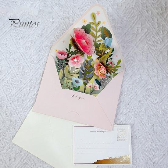 3D вылетающая поздравительная открытка с несколькими красочными цветочными декорами, поздравительная открытка с конвертом, акварельная живопись, рождественский, новогодний подарок