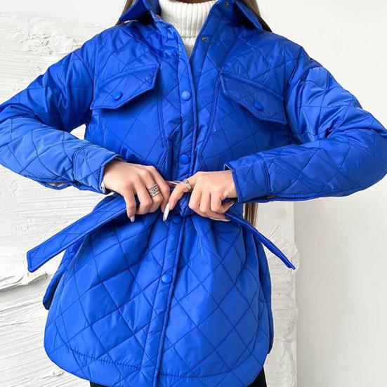 Женское пуховое пальто однотонное с лацканами, утепленное, с поясом, кардиган, сохраняет тепло, однобортное