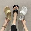 Комплект классных тапочек для женщин, летняя одежда 2024 года, новые шлепанцы с квадратным носком, босоножки на танкетке и платформе для женщин