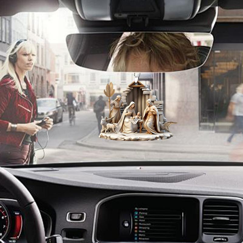 Рождественские украшения для рождественских сцен, украшение для рождественских сцен, 2D акриловая подвеска, украшение для автомобиля, рождественская елка, вечеринка