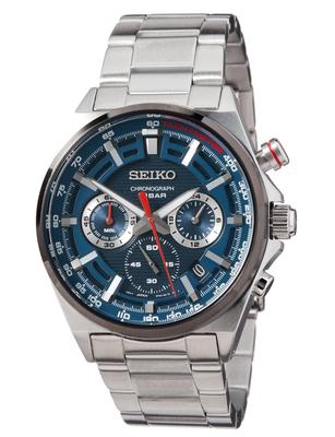 Часы SEIKO хронограф синие заморские модель SSB407P1 мужские [предмет]