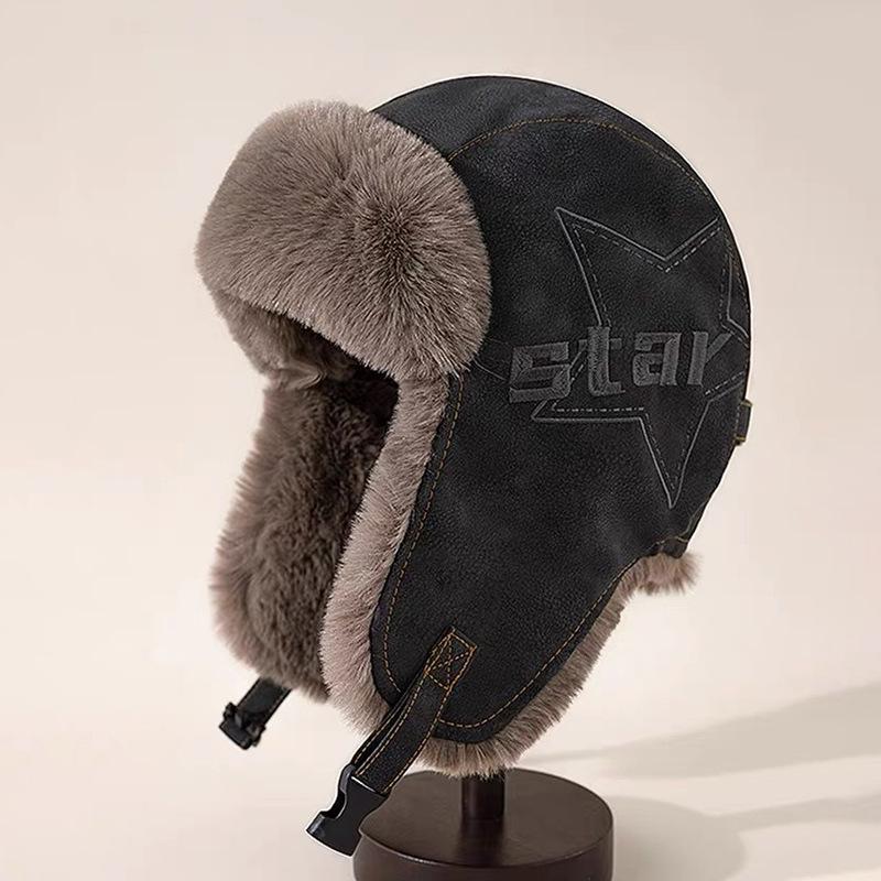 Американская шапка-авиатор мужская и женская зимняя бархатная утолщенная теплая шапка для защиты ушей при езде на велосипеде ретро шапка из ПУ кожи