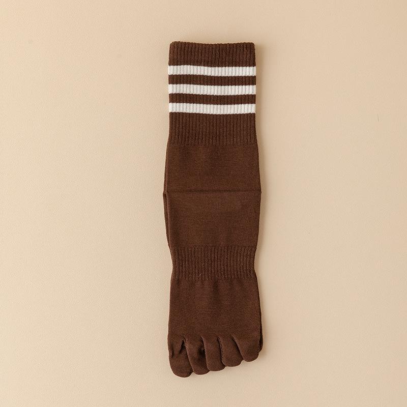 1 Pairs Women Five Finger Socks Cotton Black White Striped Middle Tube Toe-Split Socks Girls' Outdoor Socks Four Seasons