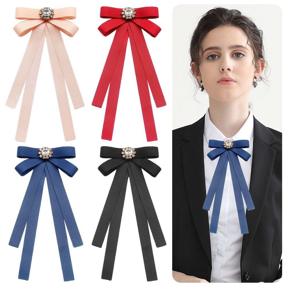 Простой узкий ленточный галстук-бабочка с бриллиантами в университетском стиле, галстук на шею, женский, мужской, аксессуар для формальной одежды