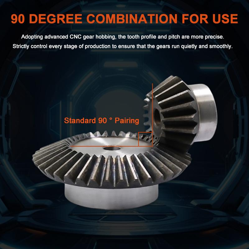 1 Pair Of 90-Degree Transmission Bevel Gears 1M15 Teeth + 30 Teeth Process Hole 6mm Precision Bevel Gear Ratio 1:2