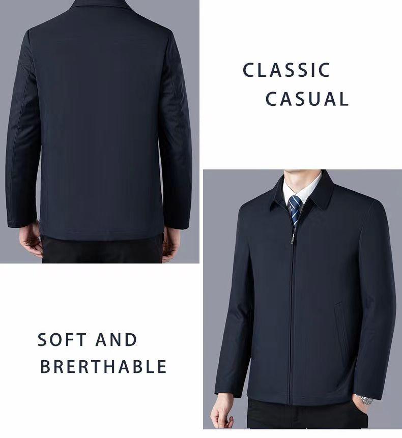 2025 Men's Executive Mid-Aged & Elderly Cotton Jacket - Warm, Thickened, Casual Spring/Autumn Wear