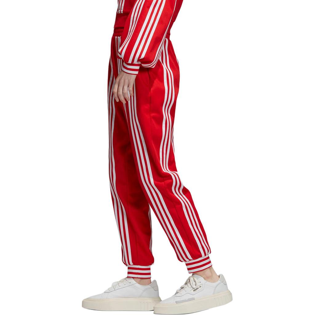 adidas Оригинальные простые модные повседневные трикотажные спортивные брюки с манжетами, женские низы, красные EH6042