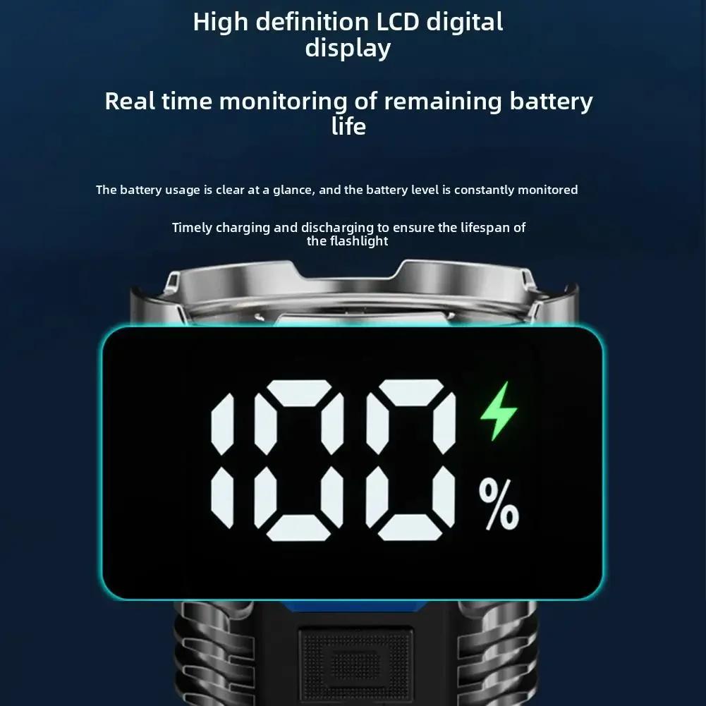 8*Мощный светодиодный фонарик со встроенным аккумулятором USB, перезаряжаемый портативный светодиодный фонарь из АБС-пластика, водонепроницаемый фонарь для кемпинга, уличный фонарь