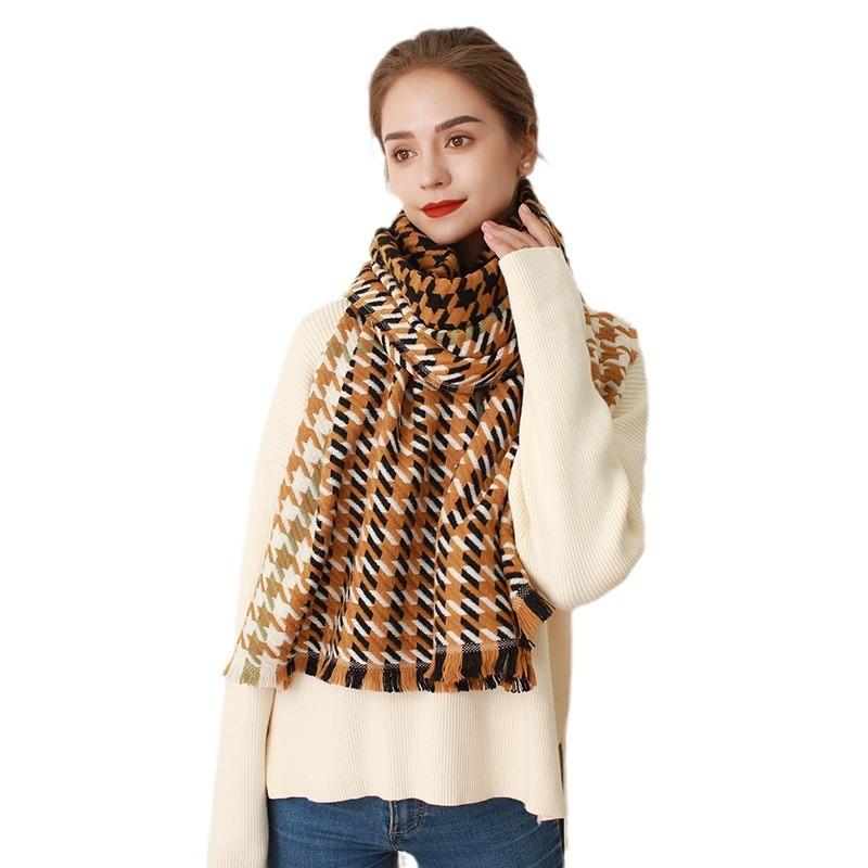 Autumn and Winter Versatile Retro Asymmetrical Color Matching Soft Comfortable Warm Scarf
