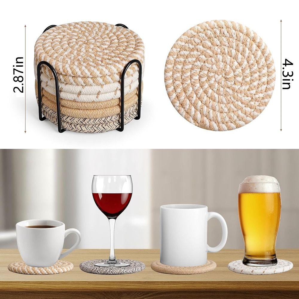 8/10 Pcs Cotton Rope Woven Trivet Placemats Braided Hot Pads Natural Dinner Plate Mat Set Desk