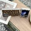 Silver Border Leopard Print Phone Case for Samsung Galaxy Z Flip 7 6 5 4 3 PU Leather Protective Cover