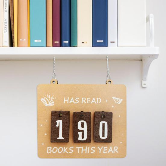 Hanging Book Read Tracker Handmade Wooden Book Counter Has Read Book This Year Bookshelf Hanging Sign Book Lovers Gift