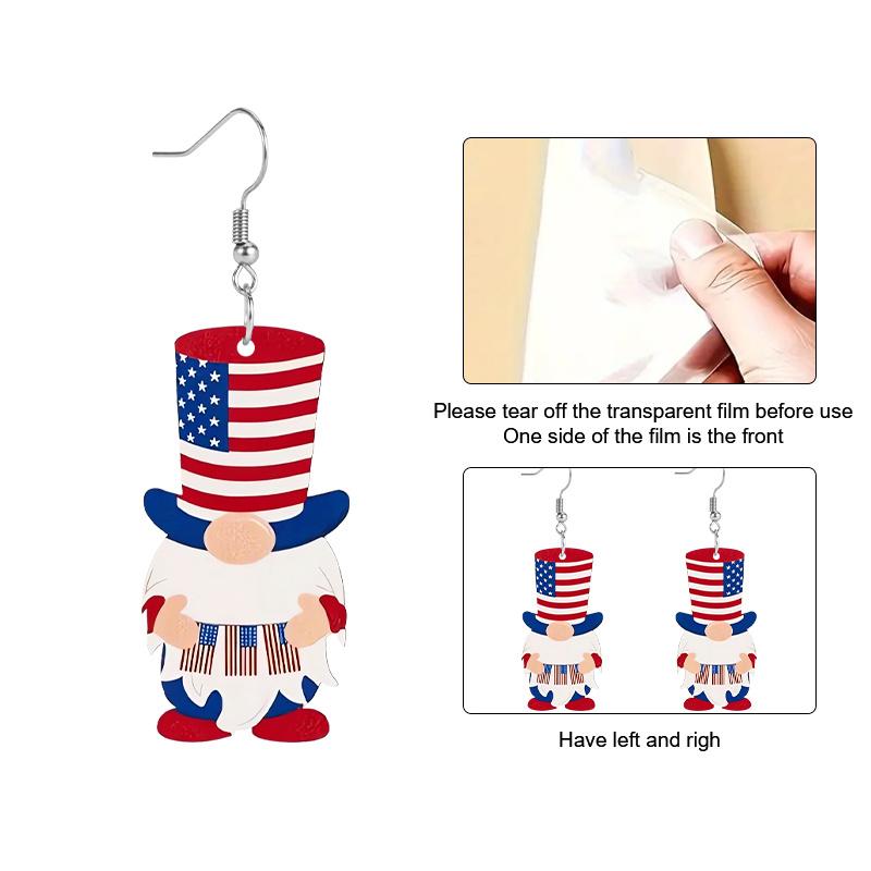 2D Flat Independence Day Gnomes Acrylic Earrings Holiday Earrings Elegant Earrings Party Earrings Holiday Gift for Friends Party Favor