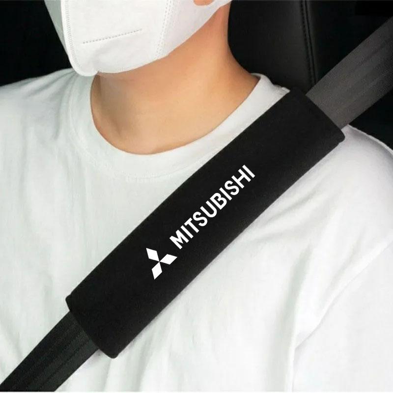 2Pcs Car Seat Belt Shoulder Protector Cover for Mitsubishi outlander Mirage Eclipse Pajero ASX Lancer EVO Styling Accessories