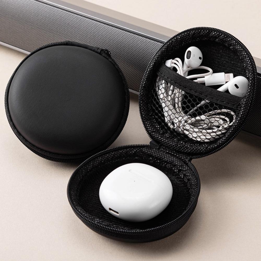 Headphone Organizer Bag for Phone Line Wireless Headphone Bag Eva Data Cable Organizer Bag Bluetooth Headphone Box Round Zipper Bag