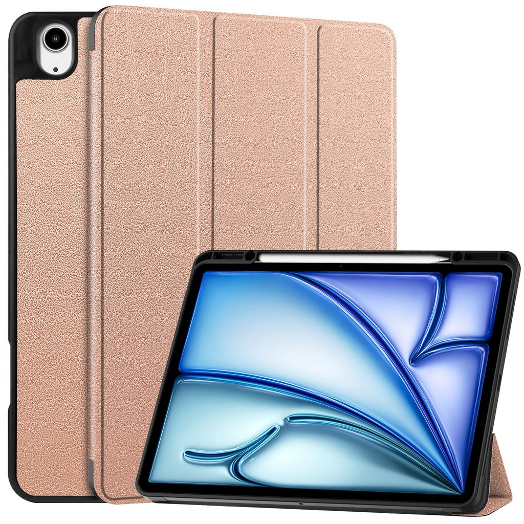 Для iPad Эйр 13 (2025)/(2024) Кожаный чехол-подставка трифолд для планшета с отделением для стилуса