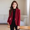Women's Red Suit Jacket 2025 - Professional Spring/Autumn Slimming Blazer for a High-End, Casual Look