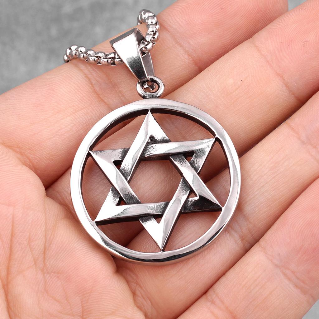 Hexagram Star Islam Stainless Steel Men Necklaces Pendants Chain Simple for Boyfriend Male Jewelry Creativity Gift Wholesale