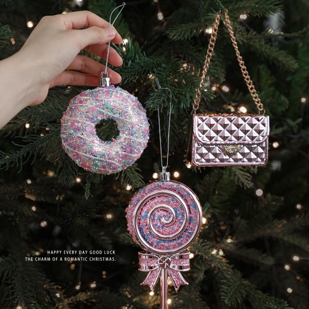 PVC Xmas Hanging Pendant Pop Corn 3D Pink Pendant New Style DIY Lollipop Ornaments  Holiday Decor