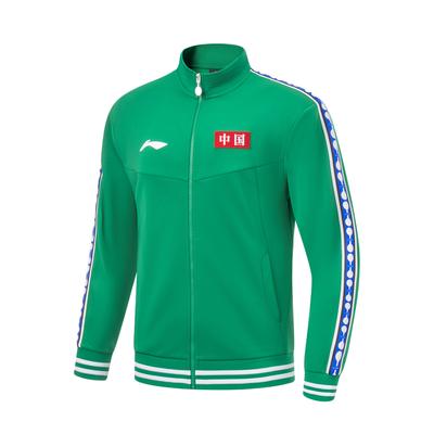 Толстовка с надписью Li Ning Table Tennis Series Letter Stripe Zipper Stand Collar Sweatshirt Unisex sweatshirt Dark-Green AWDT645-3