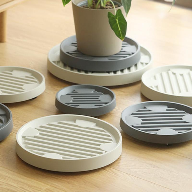 Передвижные подносы для цветов на колесах, подставка для цветов круглого дерева, съемный поднос для цветочного горшка