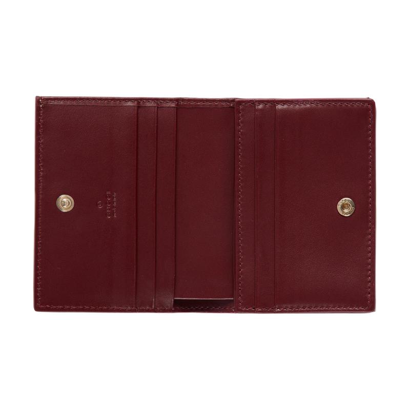 Gucci Animal print snap closure coated fabric wallet mini women's beige and dark brown