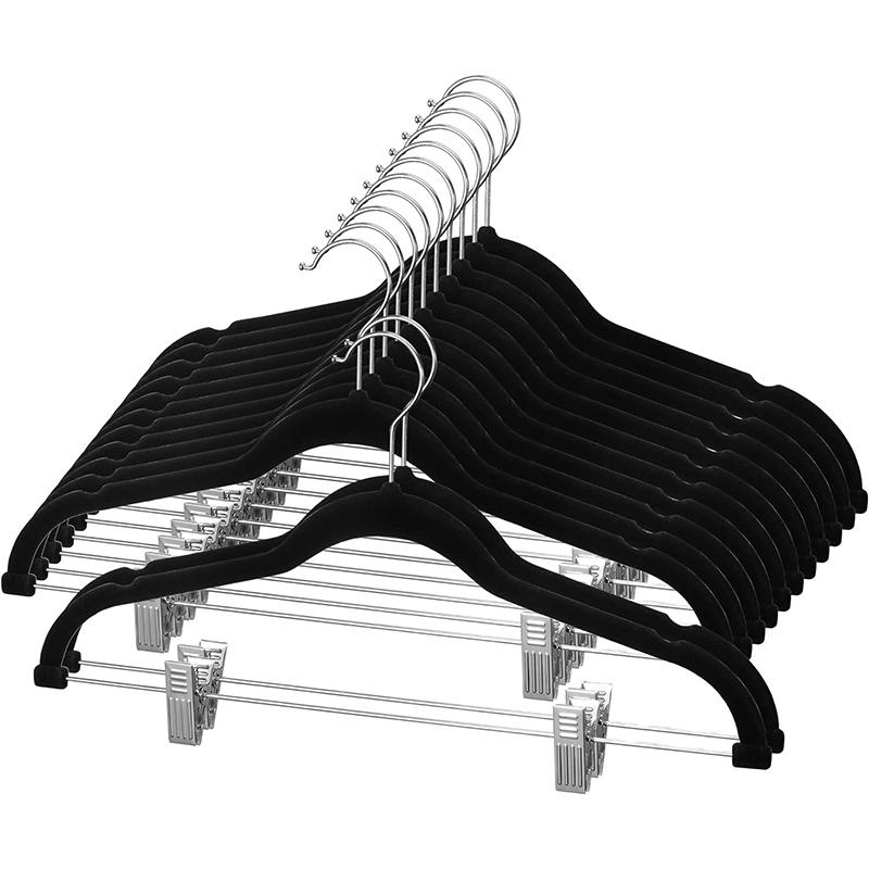 Бархатные вешалки для юбок 5 шт. Бархатные вешалки с зажимами Ультратонкие Нескользящие Бархатные вешалки для брюк Экономящая место вешалка для одежды