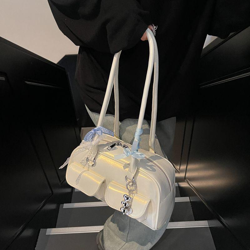 2025 Spring Star-Style High-Value Women's Large Bow Ribbon Shoulder Bowling Bag