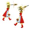 [P2021] - Artisanal Earrings 'Monde Merveilleux' (Red Riding Hood) Multi-colored Gold - 35x15 Mm