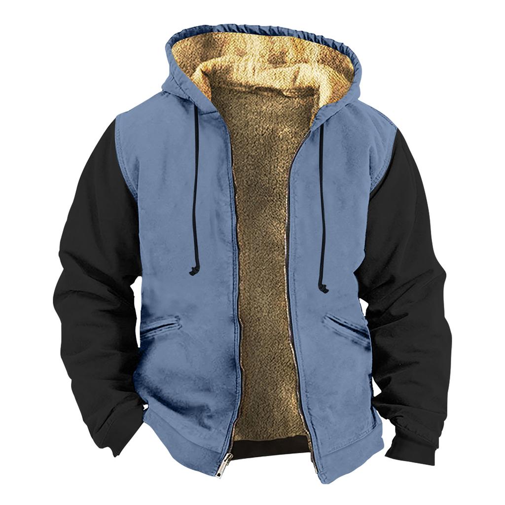Men's Solid Color Jacket Men's Spring And Autumn Casual Trend Zipper Hooded Jacket