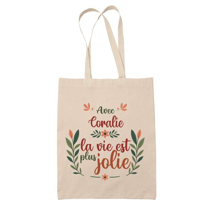 Sac cabas - PLANETEE - Coralie la vie est plus jolie - Jute - Imprimé en France - Grande contenance
