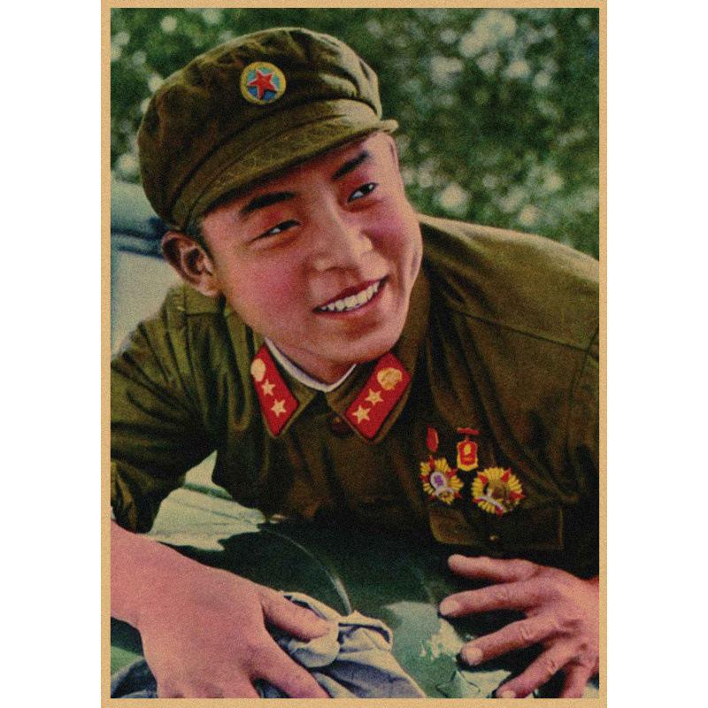 Большой Декоративный Постер из Крафт-Бумаги с Изображением Lei Feng для Ресторанов, Баров и Закусочных