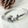 Vintage Thai Silver Rose Ring 925 Silver Plated Engagement Ring for Women Elegant Hand Jewelry