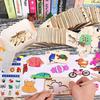 100 Pcs Multifunctional Wood Painting Toys Set Children Learn Drawing Tools Creative Animal Template Educational Color Paint Toy