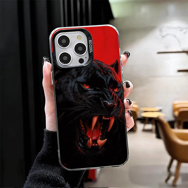 Крутой Чехол-Броневик с Черной Пантерой для iPhone 17 Air 16 16E 15 Pro Max 14 Plus 13 Mini 12 Задняя Крышка Защита от Падений Fund
