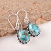 Blue Copper Turquoise Gemstone 925 Sterling Silver Jewelry Dangle Earrings 1.41" EE-97-37