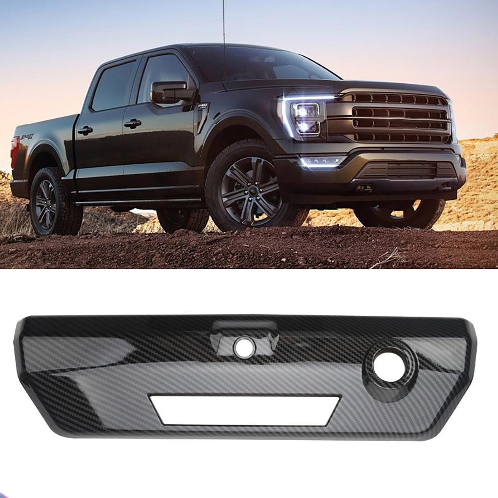 ABS Carbon Fiber Style Look Tailgate Door Handle Cover Trim For Ford F150 2021