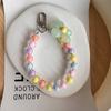 1 шт. телефон анти-потерянный шнурок для ключей короткая подвеска на запястье красочный макарон круглый кулон из бусин женский ручной шнурок для мобильного телефона