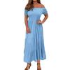 Women's Fashionable Solid Color Pleated Layered Short Sleeved Large Hem Dress