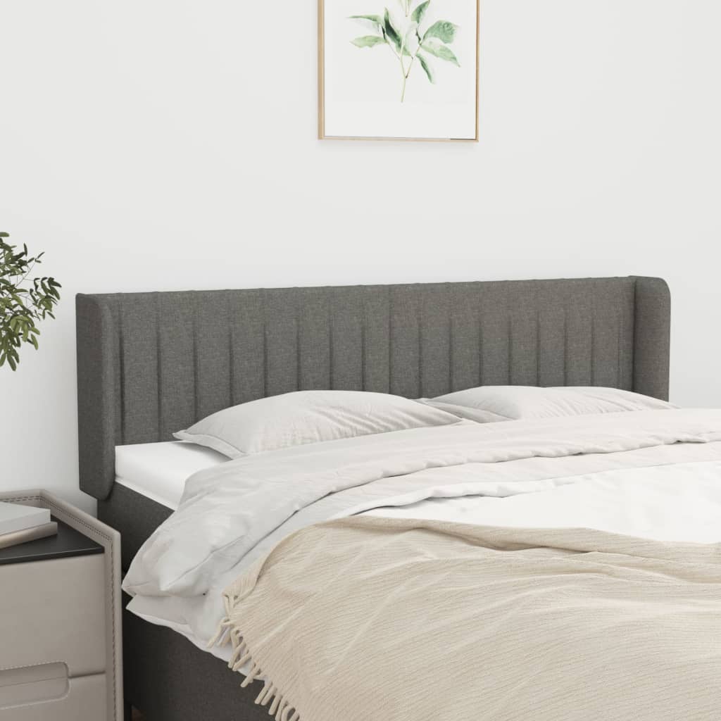 Headboard with Ears Dark Grey 147 x 16 x 78 88 cm Fabric