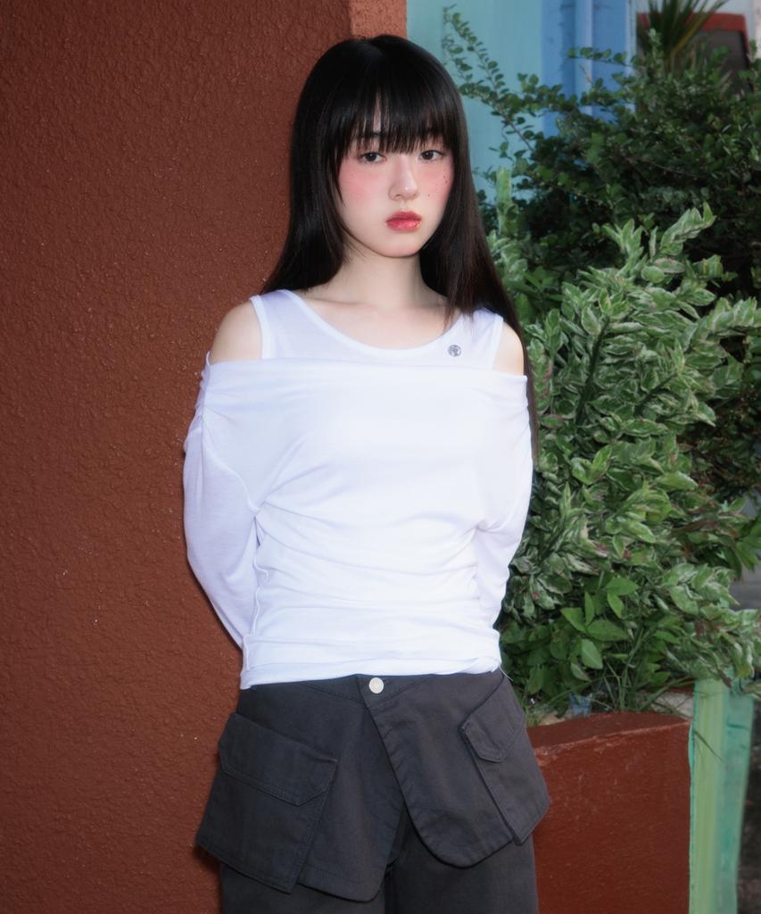 ROSEFRANTZ Layered Shirring Long Sleeve [Ivory]