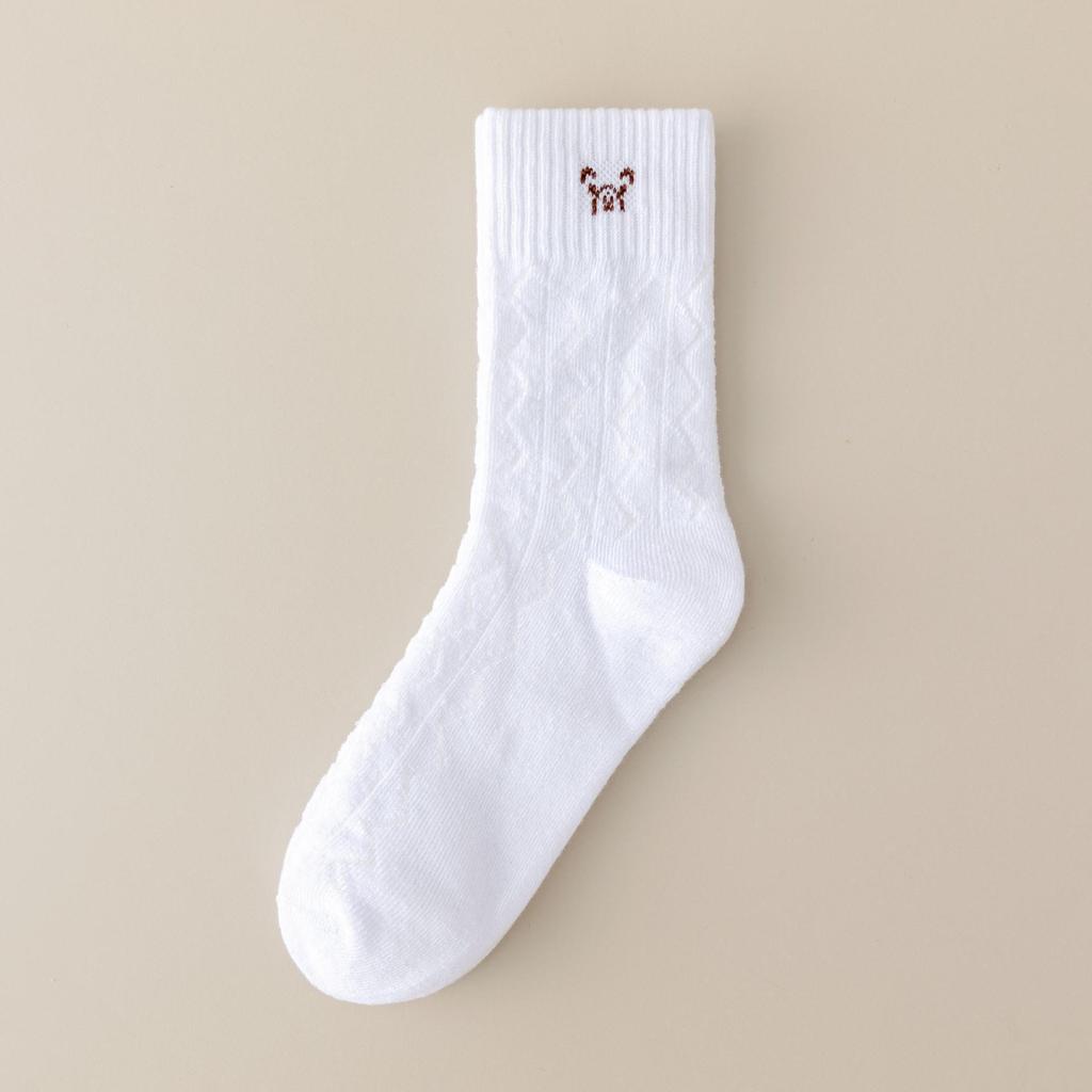 Женские утолщенные махровые носки - теплые носки средней длины с рисунком медведя из мультфильма в японском стиле для осени и зимы