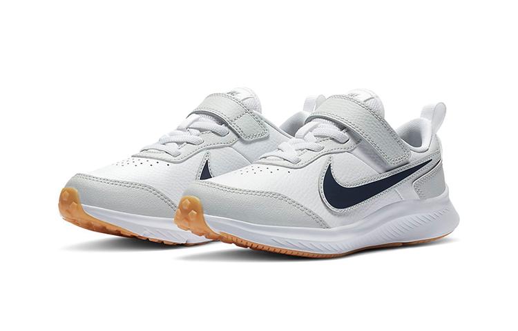 Nike Спортивные повседневные кроссовки на липучках с кожаными вставками, низкие, серый/черный, для детей 3-7 лет, CN9393-100