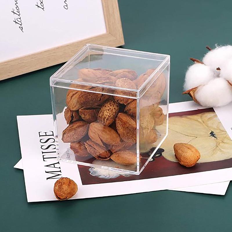 Clear Acrylic Square Cube Box With Lids/Durable Candy Box / Multiple Uses Transparent Case Organizer Container