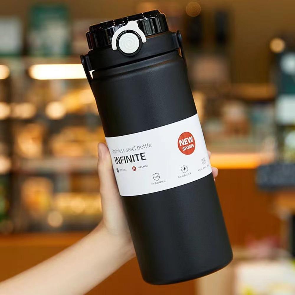 1L/1.2L Thermos Cup Stainless Steel Vacuum Flask Household Straw Thermal Bottle Soprt