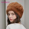 Real Mink Fur Caps Autumn and Winter Natural Whole Fur Beanie Women's Luxury Fur Hat